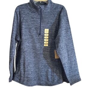 St John's Bay Womens XL Blue Heather Quarter 1/4 Zip Long Sleeve Pullover NEW